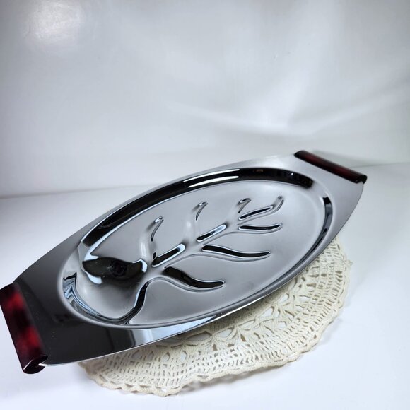 Gourmates by Glo Hill Large Serving Tray Meat Platter Cherry Bakelite Handles - Picture 1 of 11